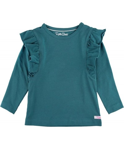 RuffleButts® Baby/Toddler Girls Ruffled Knit Top w/Bell Sleeve Colonial Blue $11.50 Tanks