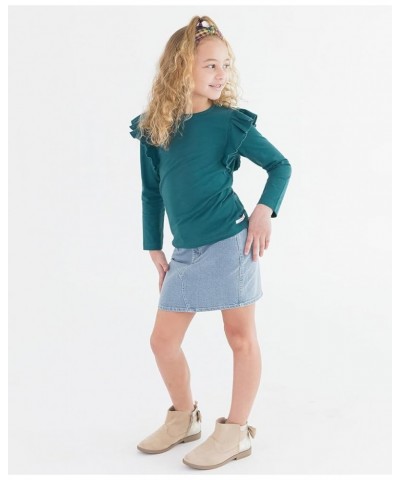 RuffleButts® Baby/Toddler Girls Ruffled Knit Top w/Bell Sleeve Colonial Blue $11.50 Tanks