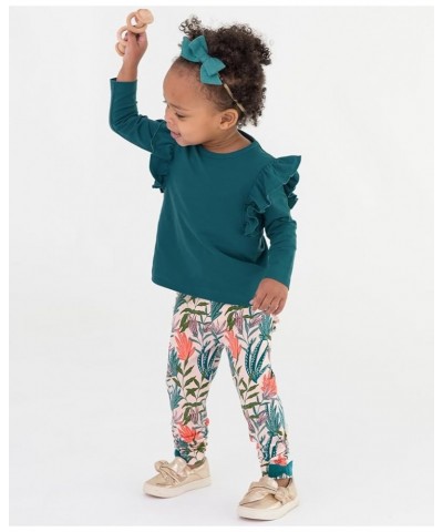 RuffleButts® Baby/Toddler Girls Ruffled Knit Top w/Bell Sleeve Colonial Blue $11.50 Tanks