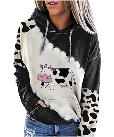 Mooooody Cow Cute Hoodie Long Sleeve Sweatshirt with Pockets Cowhide Print Large Size Hoodie Figure 11 $11.88 Others