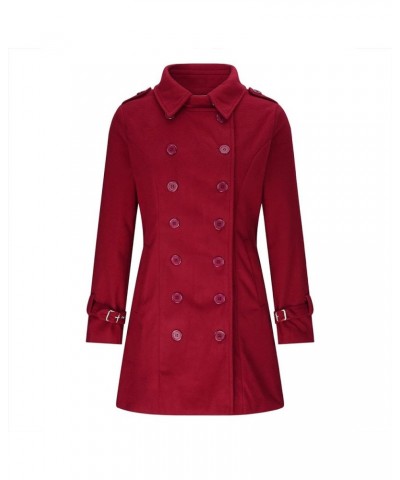 Trench Coats for Women Long Coat Fall/Winter Fashion 2023 Peacoat Womens Lapel Jackets Shackets Plus Size 03 Wine $13.10 Coats