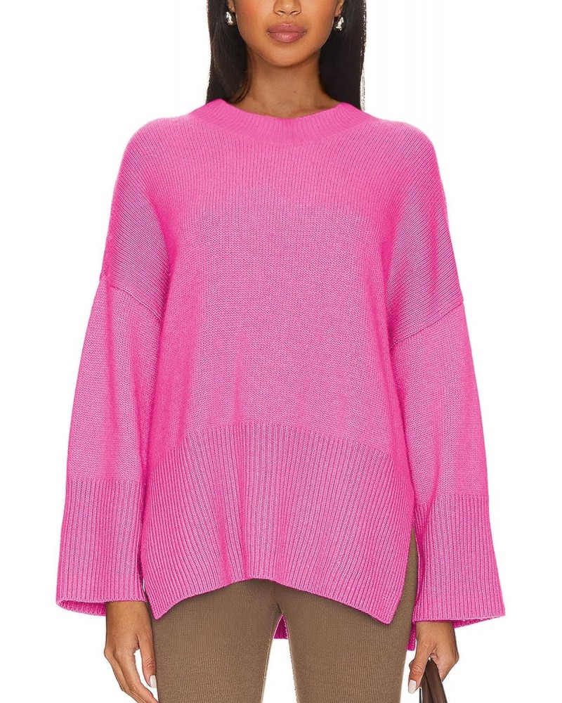 Fall Sweaters for Women 2023 Hot Pink Long Sleeve Winter Clohtes Tunic Sweaters Rose XL $18.45 Sweaters