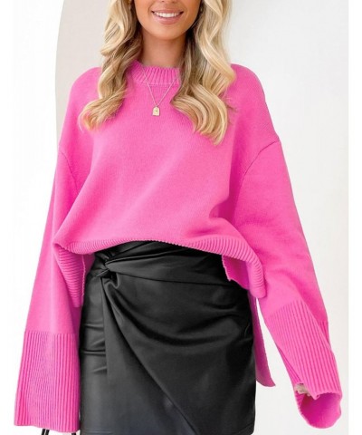 Fall Sweaters for Women 2023 Hot Pink Long Sleeve Winter Clohtes Tunic Sweaters Rose XL $18.45 Sweaters