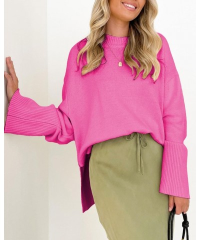 Fall Sweaters for Women 2023 Hot Pink Long Sleeve Winter Clohtes Tunic Sweaters Rose XL $18.45 Sweaters