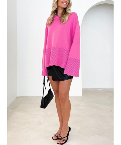 Fall Sweaters for Women 2023 Hot Pink Long Sleeve Winter Clohtes Tunic Sweaters Rose XL $18.45 Sweaters