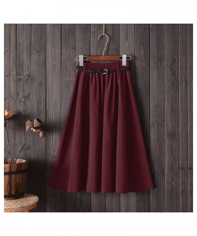 Women's Elastic High Waist Boho Maxi Skirt Ruffle A Line Swing Long Skirts Long Skirt with Pockets Red-c $9.24 Skirts