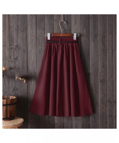 Women's Elastic High Waist Boho Maxi Skirt Ruffle A Line Swing Long Skirts Long Skirt with Pockets Red-c $9.24 Skirts