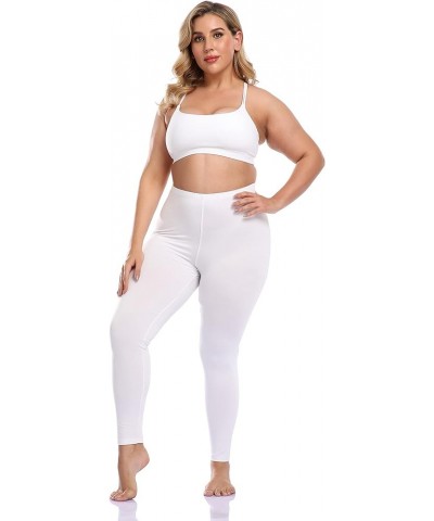 Women's Plus Size Long Leggings Lightweight Stretchy Sports Yoga Pants Cropped Pants White $11.39 Activewear