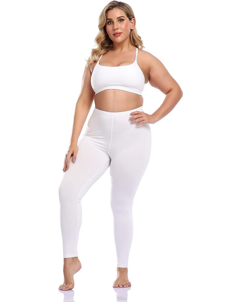 Women's Plus Size Long Leggings Lightweight Stretchy Sports Yoga Pants Cropped Pants White $11.39 Activewear