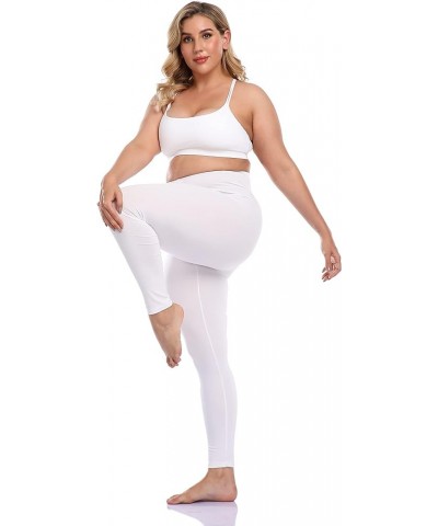 Women's Plus Size Long Leggings Lightweight Stretchy Sports Yoga Pants Cropped Pants White $11.39 Activewear