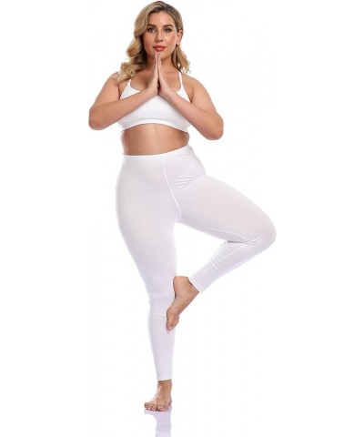 Women's Plus Size Long Leggings Lightweight Stretchy Sports Yoga Pants Cropped Pants White $11.39 Activewear