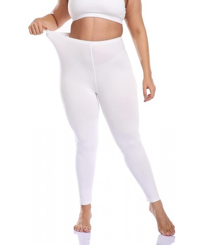 Women's Plus Size Long Leggings Lightweight Stretchy Sports Yoga Pants Cropped Pants White $11.39 Activewear