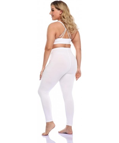 Women's Plus Size Long Leggings Lightweight Stretchy Sports Yoga Pants Cropped Pants White $11.39 Activewear