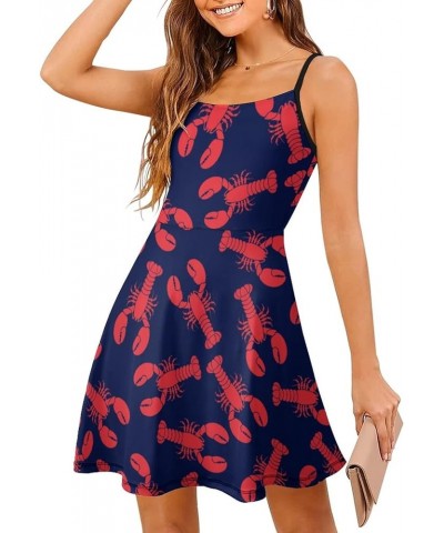 Women's Sleeveless Strappy Summer Beach Swing Dress Navy $10.25 Dresses