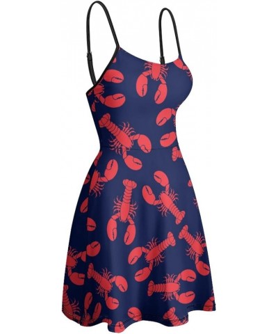 Women's Sleeveless Strappy Summer Beach Swing Dress Navy $10.25 Dresses