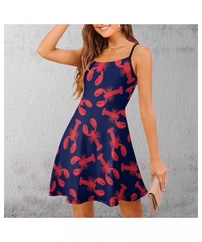 Women's Sleeveless Strappy Summer Beach Swing Dress Navy $10.25 Dresses