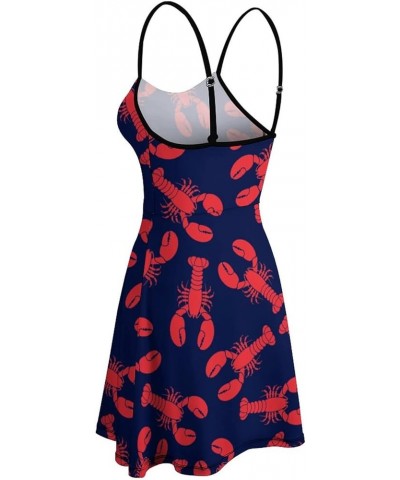 Women's Sleeveless Strappy Summer Beach Swing Dress Navy $10.25 Dresses