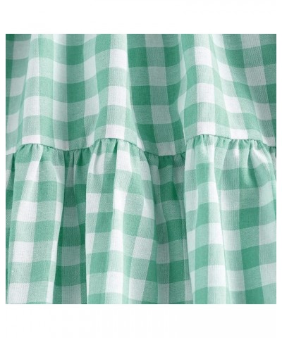 Women's Casual Plaid Mini Dress Scoop Neck Short Puff Sleeve Sundress A-Line Flowy Summer Dresses A-light Green $13.99 Dresses