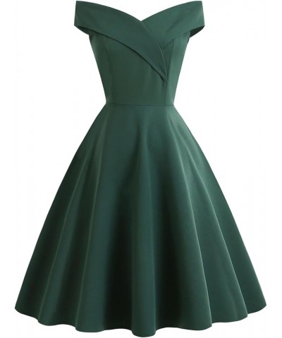 Women's Wrap Off Shoulder High Waist Ruffle Hem A-line Mini Short Wedding Dress Dark Green $30.08 Dresses