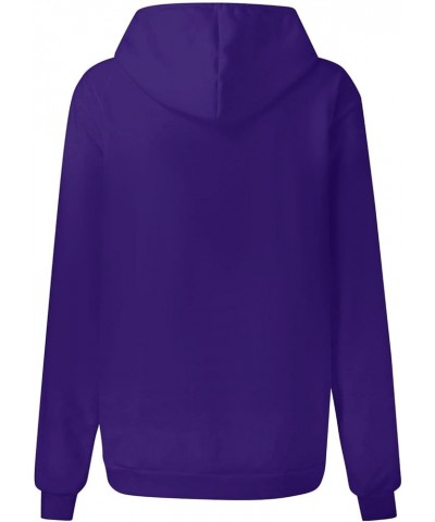 Quarter Zip Hoodies for Women Fall Winter Oversized Sweatshirts Teen Girl Pullover with Pocket D-purple $11.97 Hoodies & Swea...