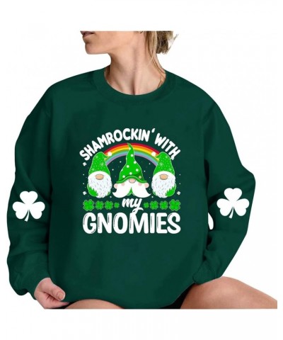 St. Patrick's Day Sweatshirt for Women Long Sleeve Casual Loose Pullover Tops Trendy Blouses Clover Graphic Shirts T37 green ...