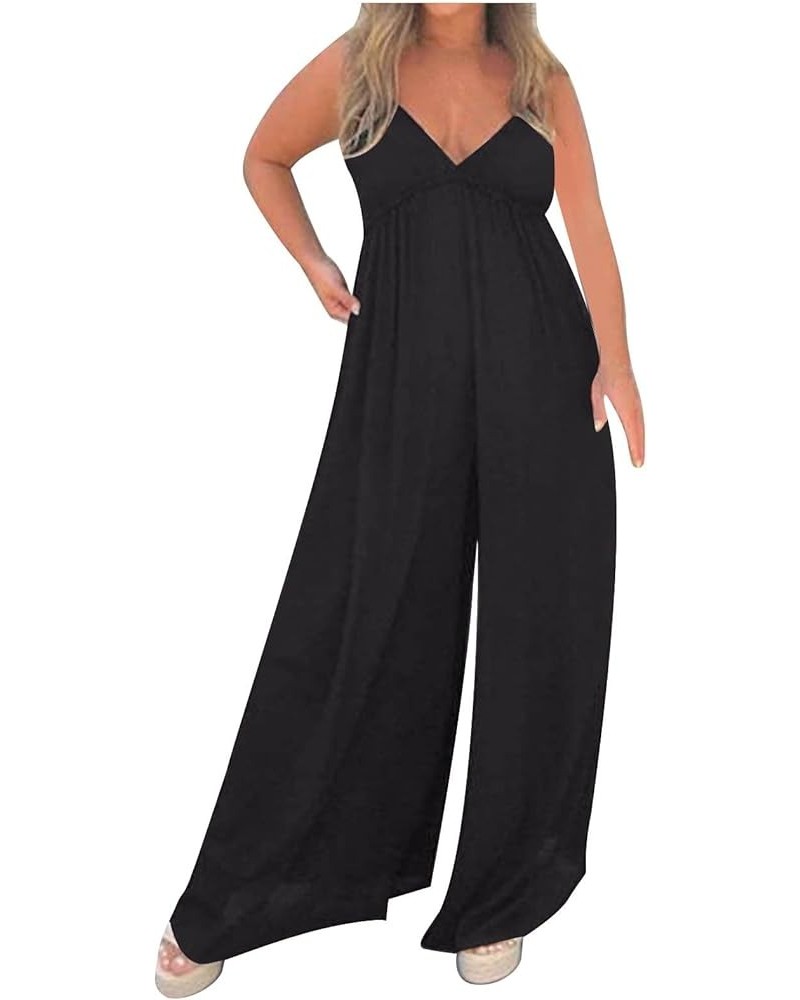 Jumpsuits for Women Casual Summer Outfits for Women 2024 Maternity Rompers & Overalls Womens Jumper Plus Size Jumpers 01 Blac...