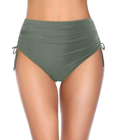 Women High Waisted Bikini Bottoms Full Coverage Swim Bottom Tummy Control Swimsuit Bottom Celadon $14.39 Swimsuits