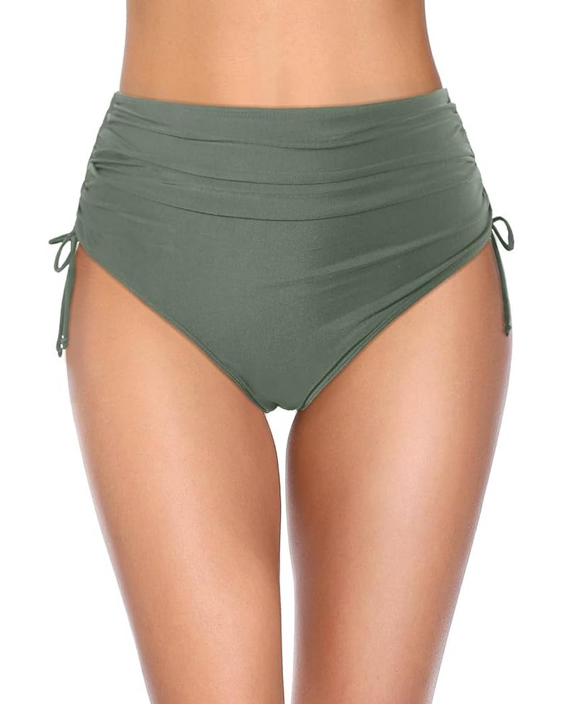 Women High Waisted Bikini Bottoms Full Coverage Swim Bottom Tummy Control Swimsuit Bottom Celadon $14.39 Swimsuits