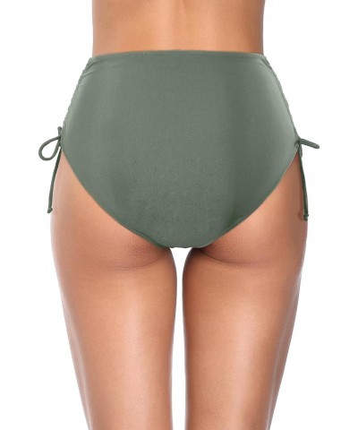 Women High Waisted Bikini Bottoms Full Coverage Swim Bottom Tummy Control Swimsuit Bottom Celadon $14.39 Swimsuits