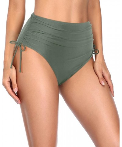 Women High Waisted Bikini Bottoms Full Coverage Swim Bottom Tummy Control Swimsuit Bottom Celadon $14.39 Swimsuits