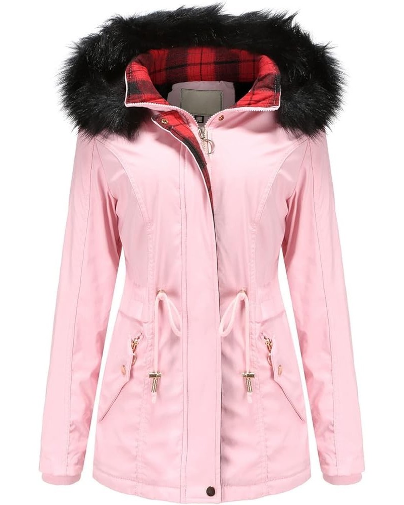 Winter Coats for Women Plus Size Long Length Hooded Outwear Faux Fur Warm Thickened Puffer Parka Coat Hoodies 5-pink $28.49 J...