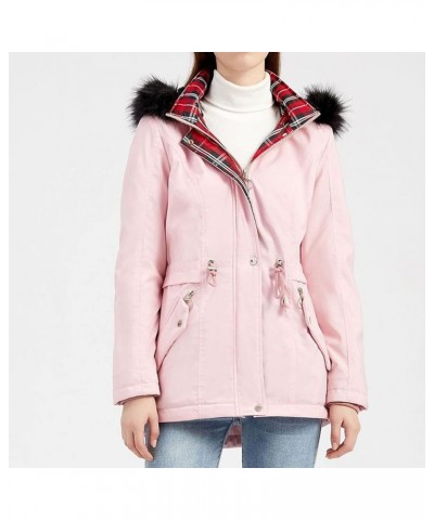 Winter Coats for Women Plus Size Long Length Hooded Outwear Faux Fur Warm Thickened Puffer Parka Coat Hoodies 5-pink $28.49 J...