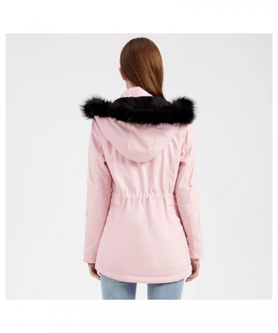 Winter Coats for Women Plus Size Long Length Hooded Outwear Faux Fur Warm Thickened Puffer Parka Coat Hoodies 5-pink $28.49 J...