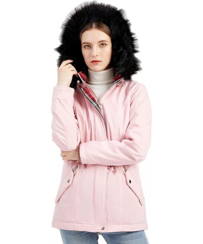 Winter Coats for Women Plus Size Long Length Hooded Outwear Faux Fur Warm Thickened Puffer Parka Coat Hoodies 5-pink $28.49 J...