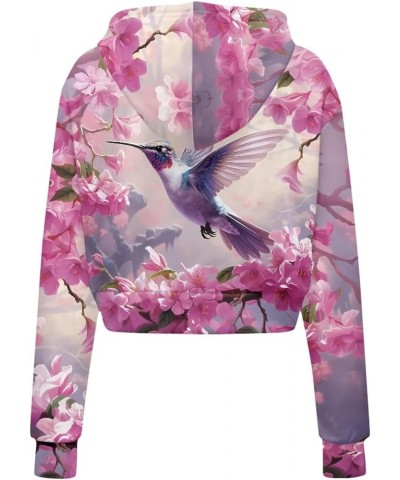 Women's Hooded Sweatshirt Long Sleeve Crop Top Pullover Shirt Casual Zip up Athletic Hoodie Jacket S-5XL 0 Hummingbird Floral...