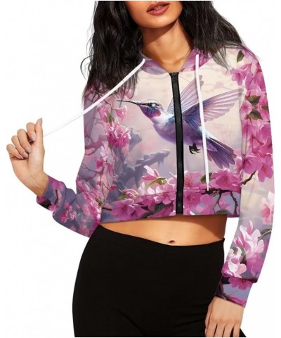 Women's Hooded Sweatshirt Long Sleeve Crop Top Pullover Shirt Casual Zip up Athletic Hoodie Jacket S-5XL 0 Hummingbird Floral...