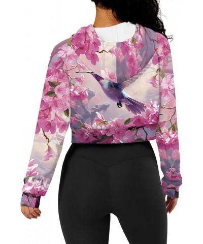 Women's Hooded Sweatshirt Long Sleeve Crop Top Pullover Shirt Casual Zip up Athletic Hoodie Jacket S-5XL 0 Hummingbird Floral...