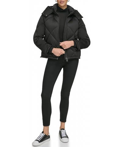 Women's Quilted Hooded Puffer Black $45.99 Jackets