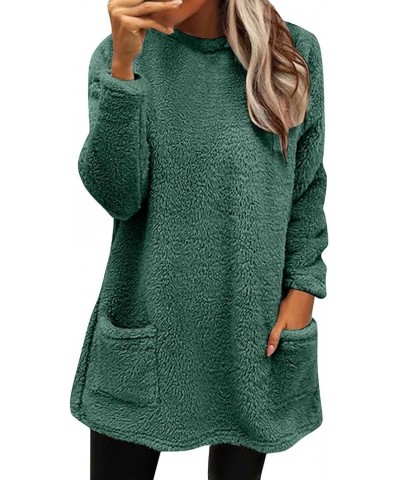 Fleece Sherpa Pullover for Women Casual Crewneck Pullover Winter Warm Faux Fur Sweatshirts Loungwear Tops with Pocket 2-ag $1...