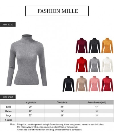 Women Classic Comfort Slim Fit Ribbed Long Sleeve Turtleneck Pull Over Top Charcoal $12.88 Sweaters