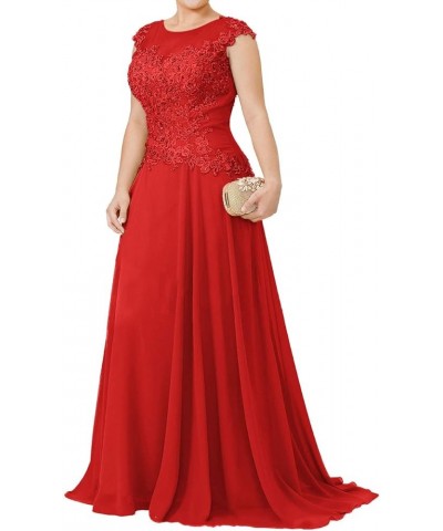 Plus Size Mother of The Bride Dresses Long Evening Formal Dress Beaded Lace Applique Red $40.42 Dresses