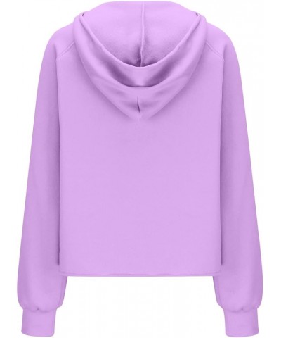 Oversized Hoodies For Women Zip Up Long Sleeve Hooded Sweatshirts Casual Quarter Zip Pullover Tops Fall Y2K Clothes J018-purp...