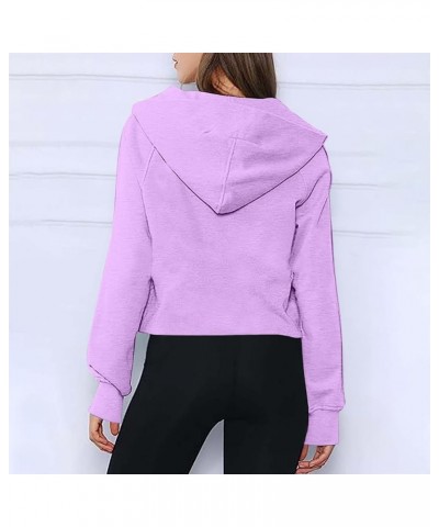 Oversized Hoodies For Women Zip Up Long Sleeve Hooded Sweatshirts Casual Quarter Zip Pullover Tops Fall Y2K Clothes J018-purp...