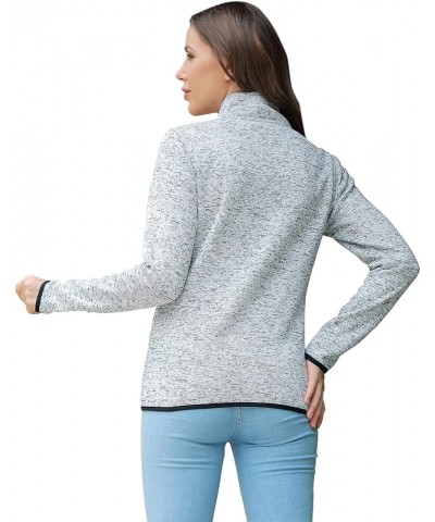 Women Zip Up Sweater Jacket with Fleece Interior, Warm Knitted Fleece Jacket with Pockets Stand Collar - Grey Heather $19.94 ...