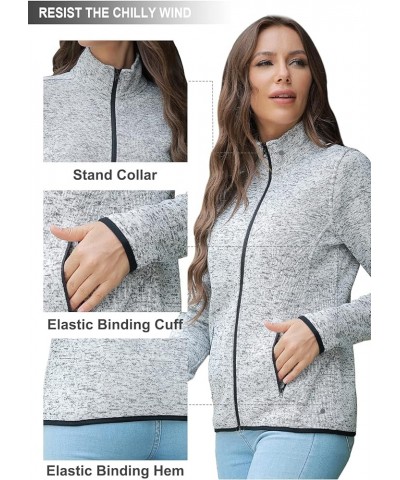 Women Zip Up Sweater Jacket with Fleece Interior, Warm Knitted Fleece Jacket with Pockets Stand Collar - Grey Heather $19.94 ...