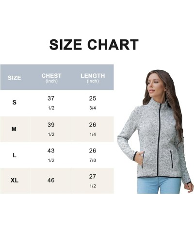 Women Zip Up Sweater Jacket with Fleece Interior, Warm Knitted Fleece Jacket with Pockets Stand Collar - Grey Heather $19.94 ...