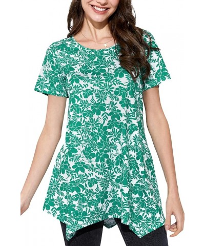 Tunic Tops for Women Plus Size Short Sleeve Top Loose Fit Dressy Casual Swing Summer Tunics Tops to Wear with Leggings Green ...