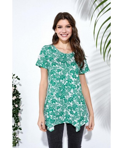 Tunic Tops for Women Plus Size Short Sleeve Top Loose Fit Dressy Casual Swing Summer Tunics Tops to Wear with Leggings Green ...