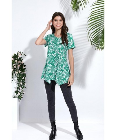 Tunic Tops for Women Plus Size Short Sleeve Top Loose Fit Dressy Casual Swing Summer Tunics Tops to Wear with Leggings Green ...