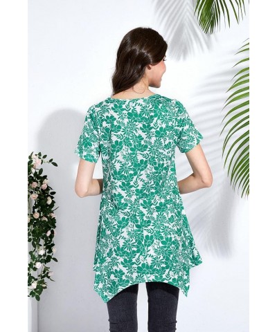 Tunic Tops for Women Plus Size Short Sleeve Top Loose Fit Dressy Casual Swing Summer Tunics Tops to Wear with Leggings Green ...